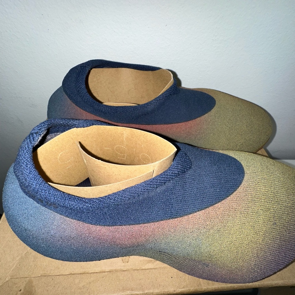 Slip-On Knit Sneakers in Navy and Olive Gradient